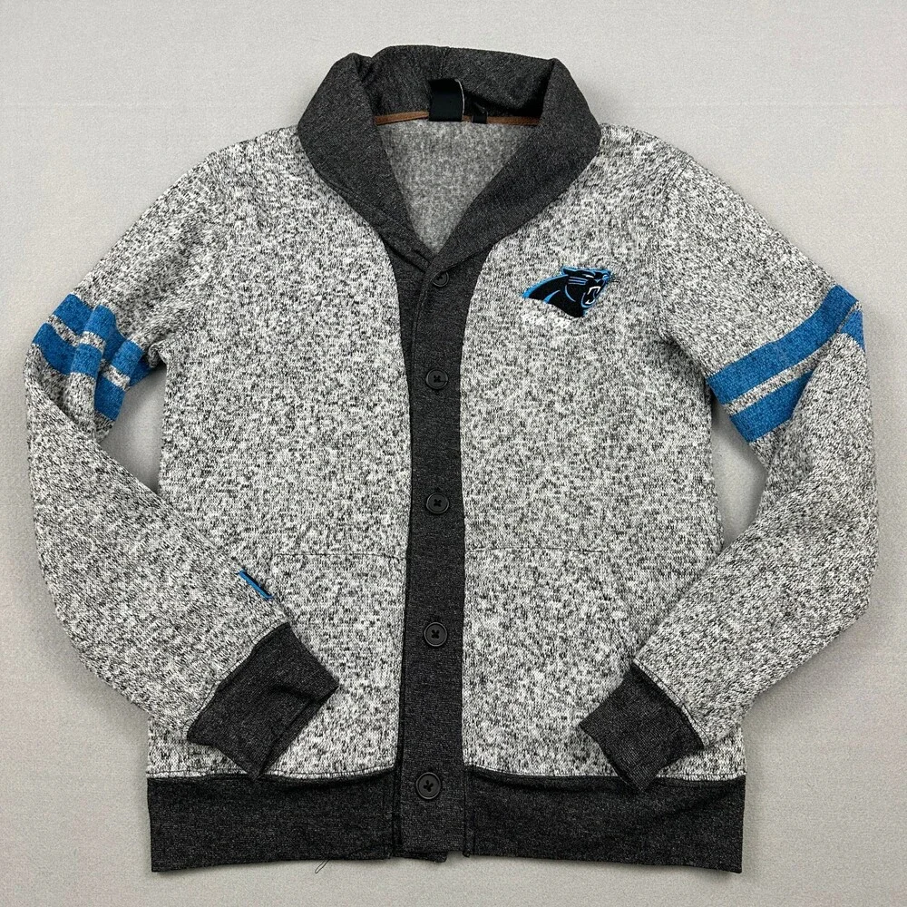 Carolina Panthers Cardigan Sweater Women Small Gray Heather Button Up NFL S